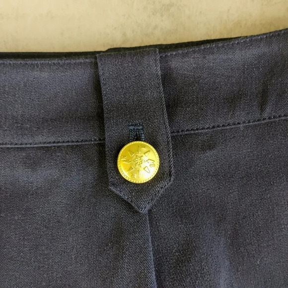 J McLaughlin Nautical Preppy Navy Blue Mini Pencil Skirt Compass Buttons Size 12 - Picture 4 of 12